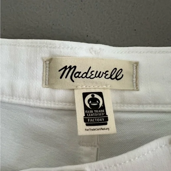 Madewell Flared Wide Leg Jeans NWT Size 32 Cream Off White Cropped Raw Hem - Picture 9 of 12